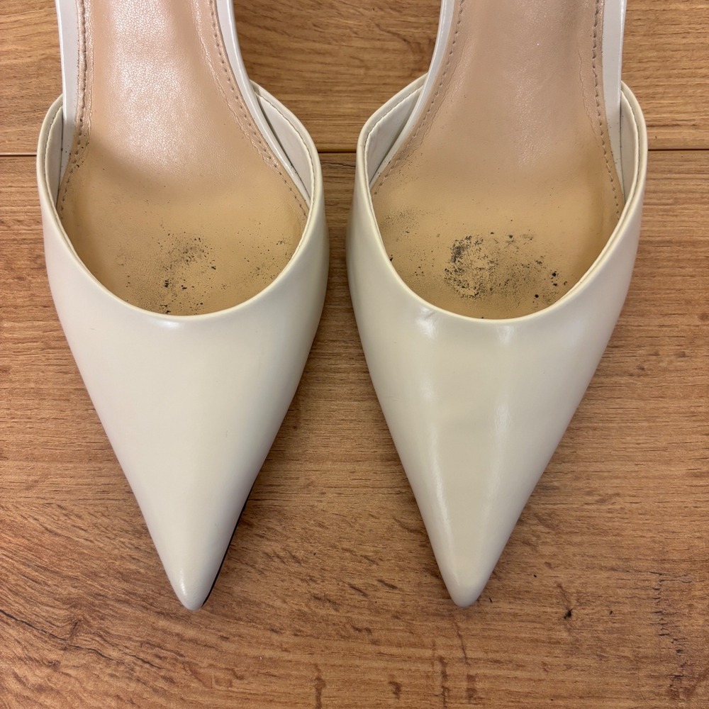 MARC FISHER Noland Slingback Dress Pump White Leather Women Size 8.5 Pointed Toe - Picture 4 of 11